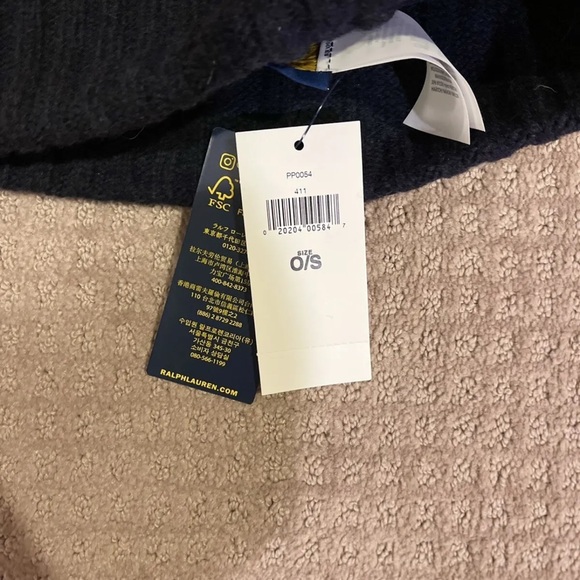 Polo Ralph Lauren Men's Skull Cap Beanie Navy Blue Red NWT - Picture 5 of 5